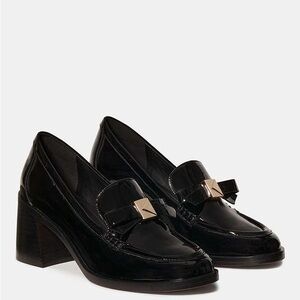 Kate Spade Black Deco Bow Heeled Loafer Size 7 B